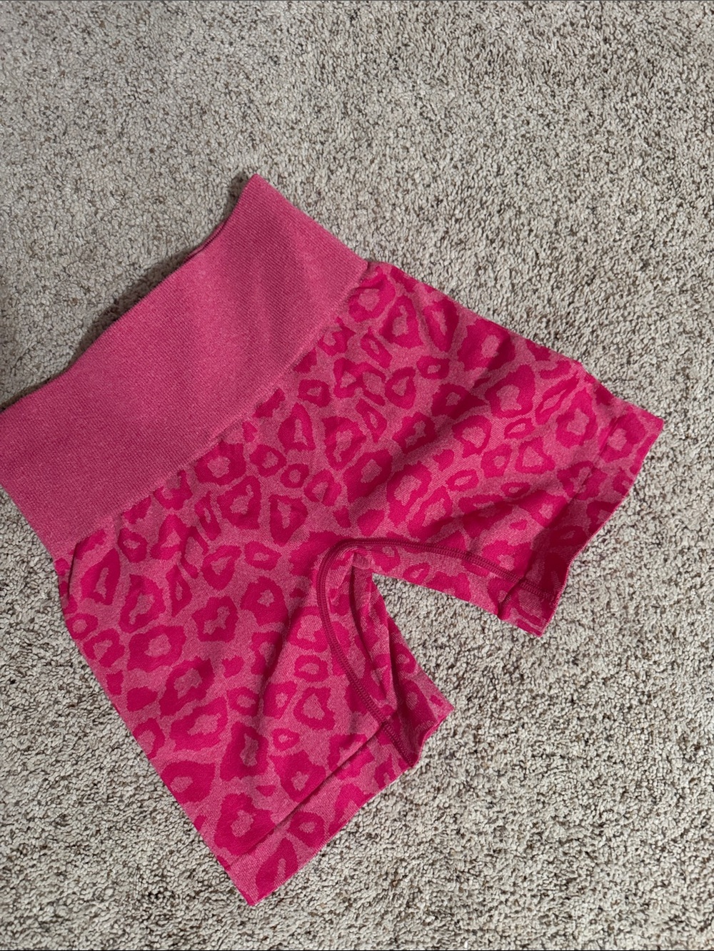 SHEIN Pink Leopard Print Knit Shorts